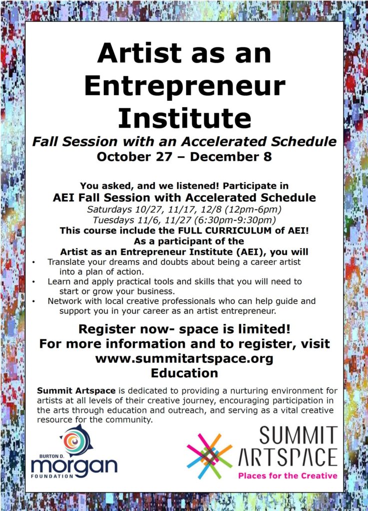 Artist as an Entrepreneur education fall 2018 registration opens